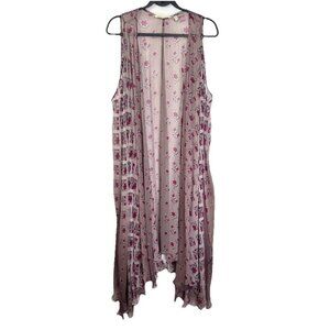 Soft Surroundings Long Maxi Vest Womens L/XL Purple Plum Ombré Flowy Boho Sheer